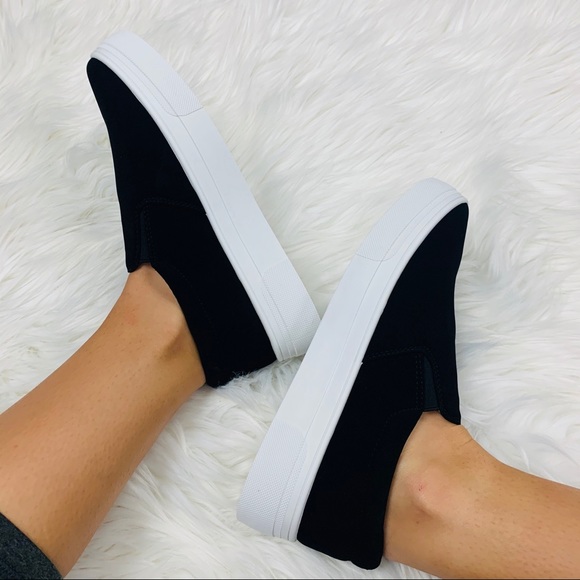 black slip on platform shoes